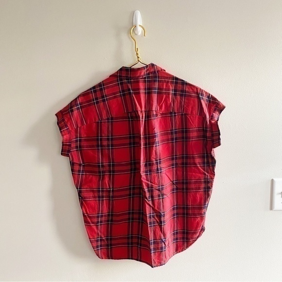 Madewell Central Shirt Button Down Top Plaid Red Cotton‎ Oversized XS - Picture 5 of 8
